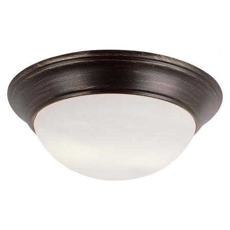 TRANS GLOBE Three Light Rubbed Oil Bronze White Frosted Glass Bowl Flush Mount 57705 ROB